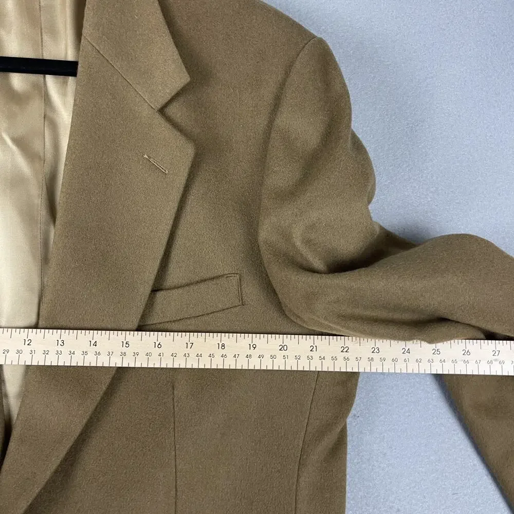VTG Rogers Scott Cashmere Blazer Sport Coat Mens 44R Tan USA Made Career